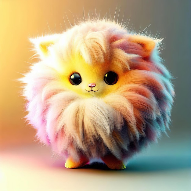 A cat with a fluffy fur on its head