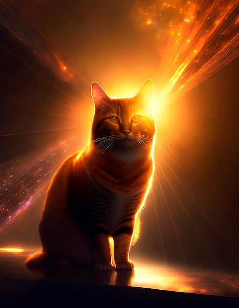 Cat with futuristic background