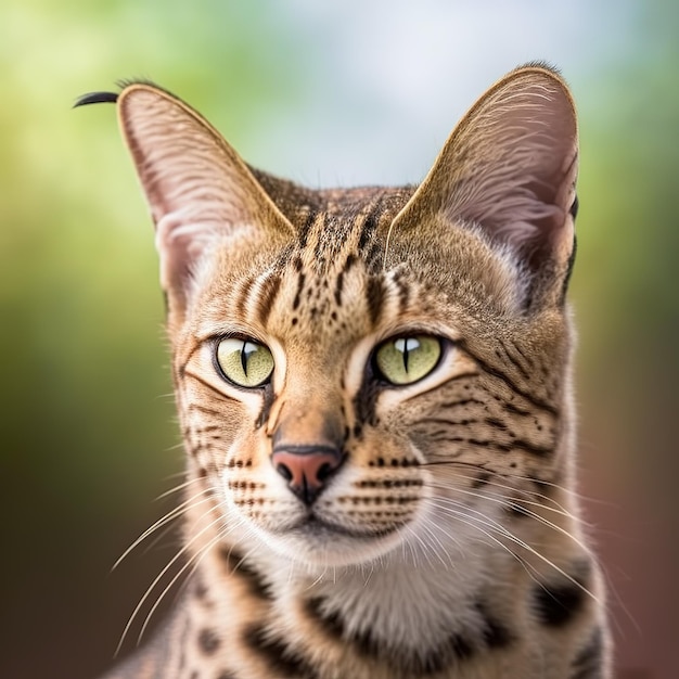 A cat with a green background behind it