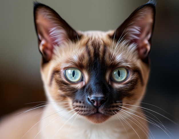 Photo a cat with green eyes and a black and white patch on its face