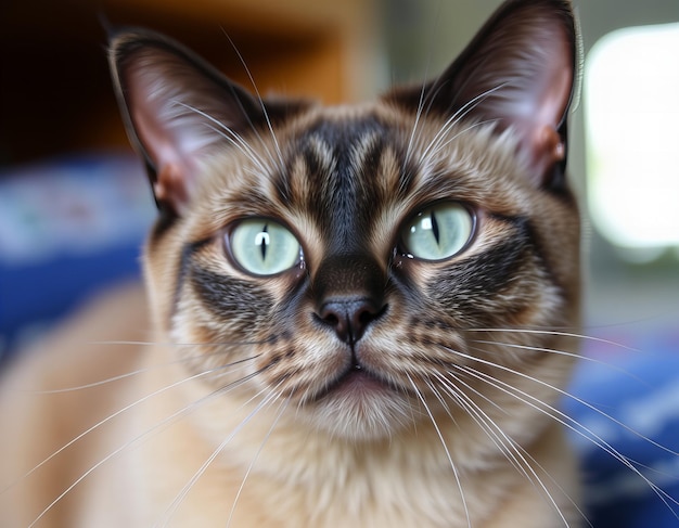 Photo a cat with green eyes and a brown and black stripes