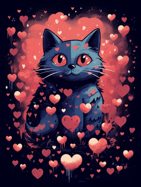 Cat with a heart that says cat on it