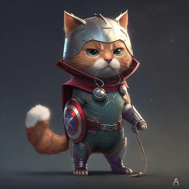 a cat with a helmet that says a on it