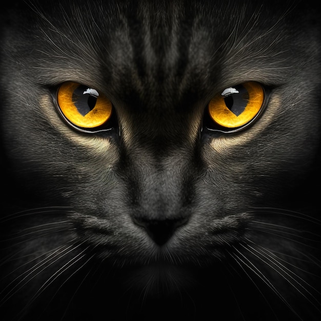 A cat with a hunter's look in the dark