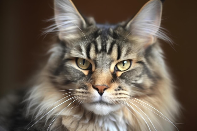 A cat with a long hair and a black and tan face