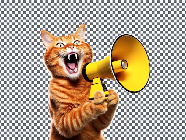 a cat with a megaphone that says  cat