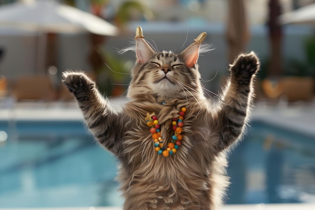 a cat with a necklace that says  cat  on it