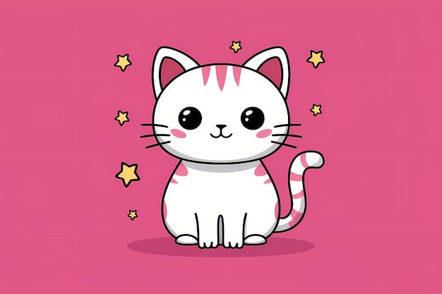 a cat with a pink background with stars on it