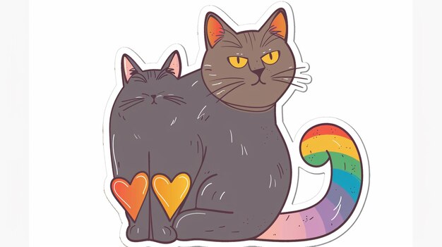 Photo a cat with a rainbow on its back