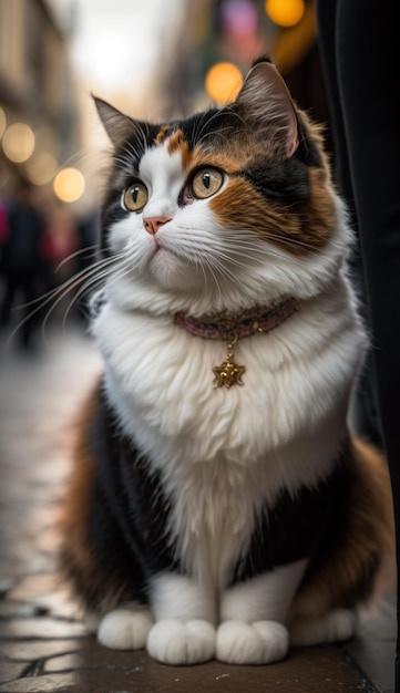 A cat with a star tag on its collar