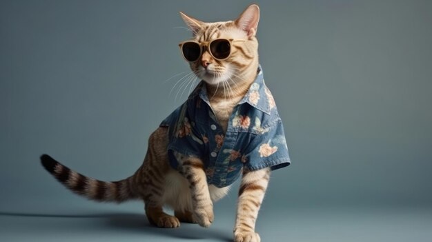 A Cat With Sunglasses Going To A Photo Shoot Generative AI