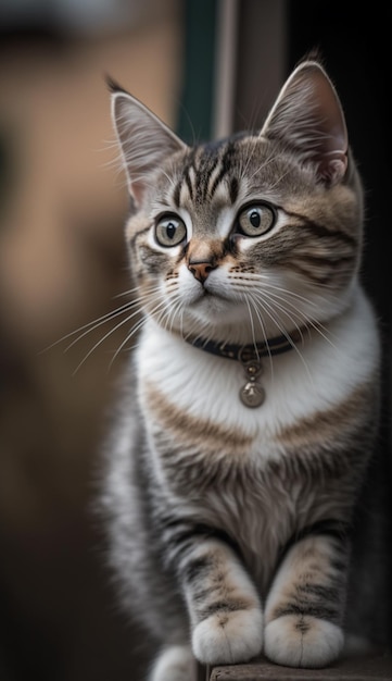 A cat with a tag on its collar