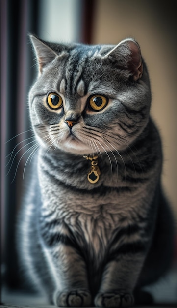 A cat with a tag on its collar