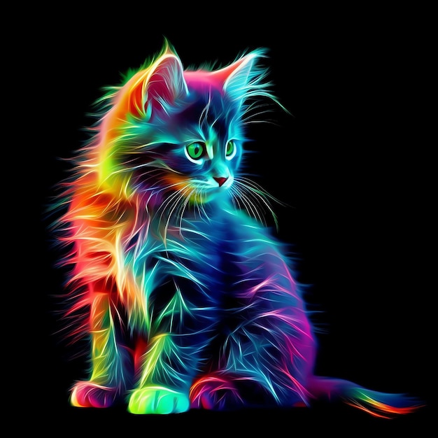 Cat with very fluffy galaxycolored fur