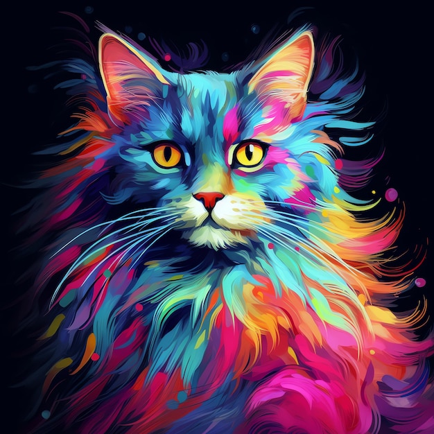 Cat with very fluffy galaxycolored fur