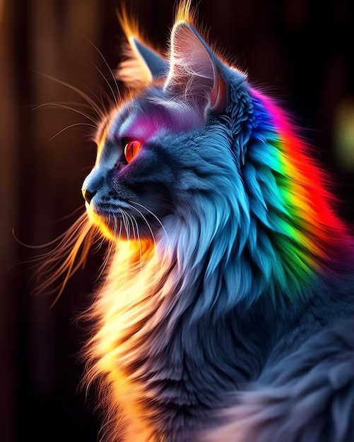 Cat with very fluffy galaxycolored fur