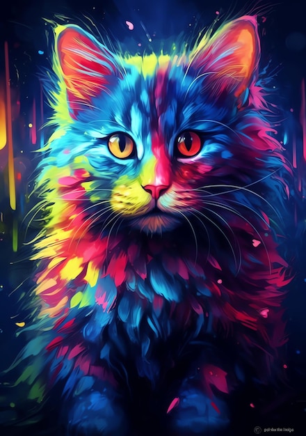 Cat with very fluffy galaxycolored fur