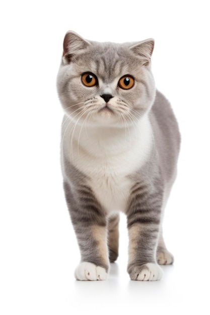 cat with wonky facial expression isolated white background