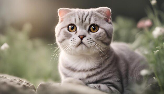 a cat with yellow eyes and a white stripe is sitting on a green background