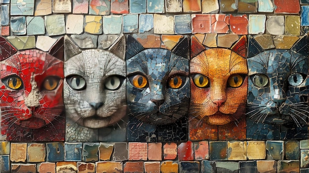 Photo cat39s face mosaic design