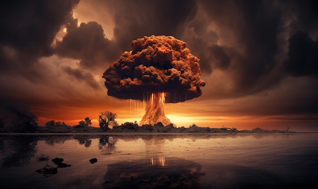 Photo cataclysmic bloom impact of a nuclear explosion