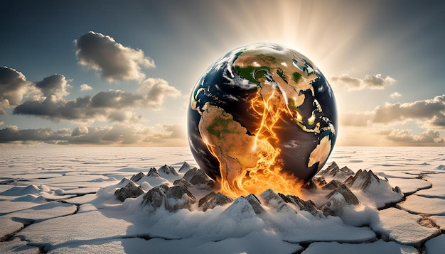 Photo the catastrophic effects of global warming on earth warning climat