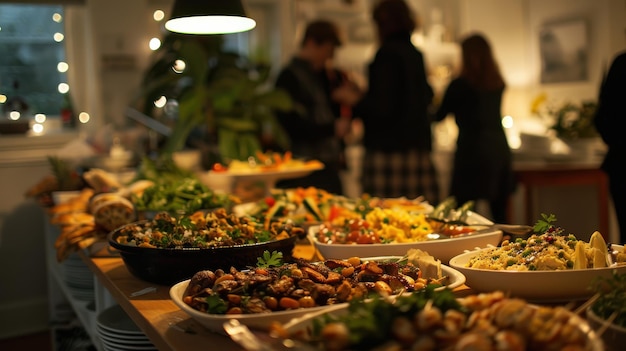 Catered Food with Guests Passing Through