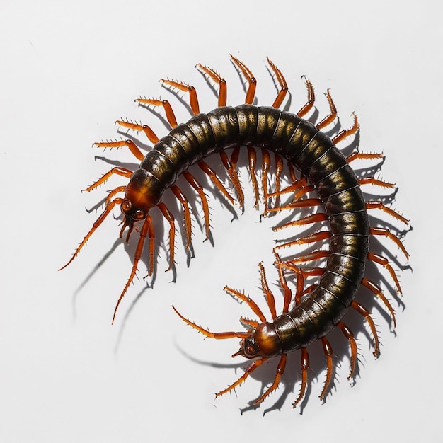 Caterpillar black and orange body on white background