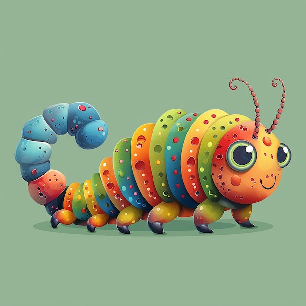 Photo caterpillar cartoon vector icon illustration