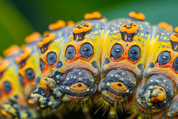 Caterpillar closeup a detailed shot featuring the intricate patterns and textures