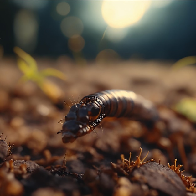 a caterpillar that is on the ground