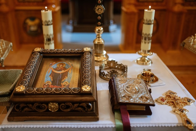 Cathedral of the orthodox church with icons and altar