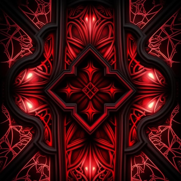 cathedral pattern, red and black colors