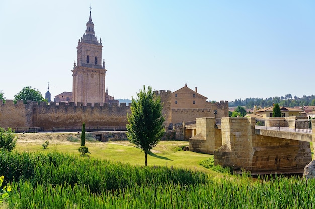 Cathedral and wall of the medieval town of Burgo de Osma in Soria Spain