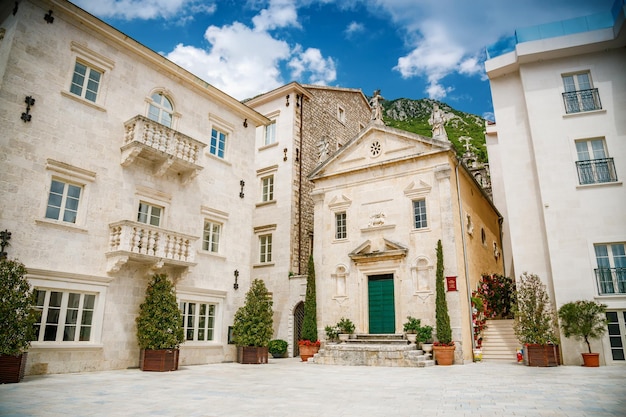 Catholic church of Saint apostle Mark on the square of historical town Perast