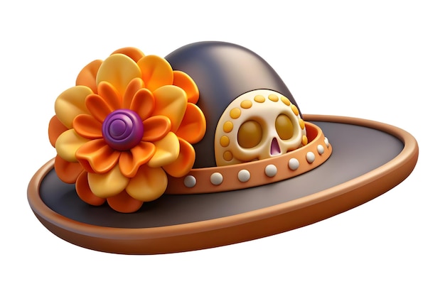 Photo catrina hat and marigold vector concept as a vector design featuring a traditional catrina hat and a