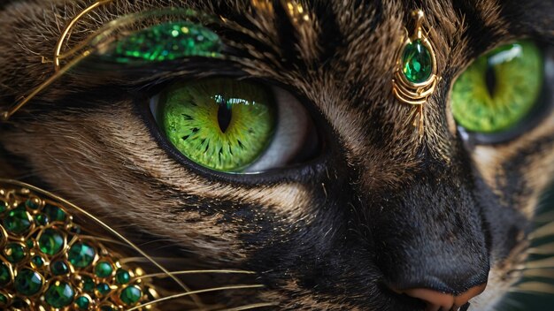 Cats eyes macro with emerald embellishment