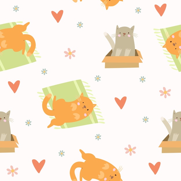 cats on a pillow with a pattern of cats