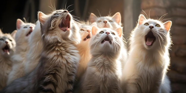 Cats singing gospel music in a cathedral setting Concept Cats Singing Gospel Music Cathedral Setting Humor