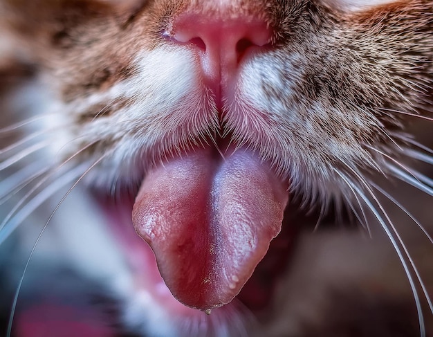 Photo cats tongue closeup a detailed look at the spiky surface