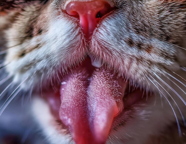 Photo cats tongue closeup a detailed look at the spiky surface