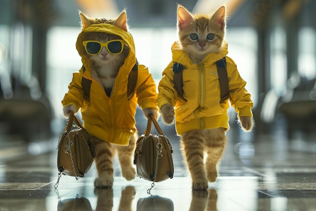 cats yellow clothing with yellow sunglasses