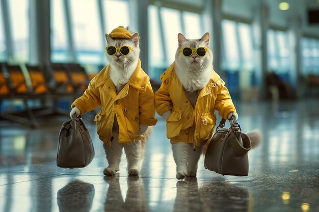 cats yellow clothing with yellow sunglasses