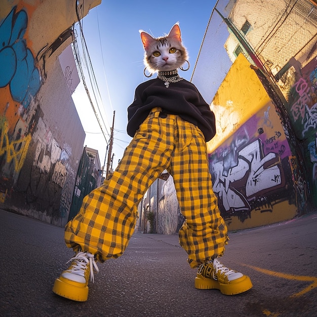 Catwalk Couture Trendy Street Style with a FashionForward Feline