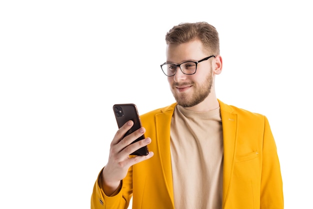 Caucasian businessman in elegant wear holding