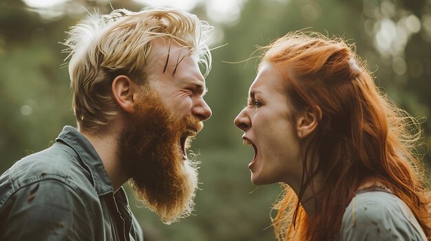 caucasian hipster couple arguing