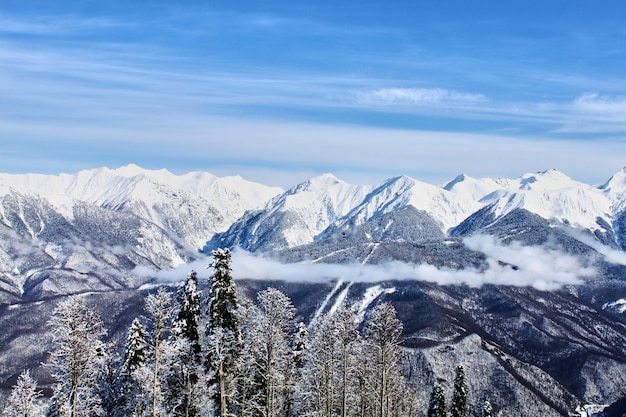 The Caucasian mountain range. Krasnaya Polyana mountain resort. Sochi. Russia.