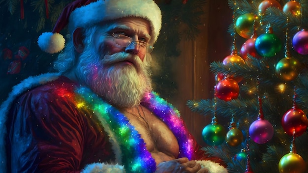 Caucasian Santa Claus as gorgeous body builder neural network generated art