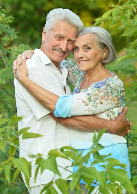 Caucasian senior couple in the park