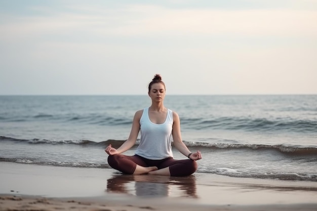 Caucasian woman practice yoga Generate Ai